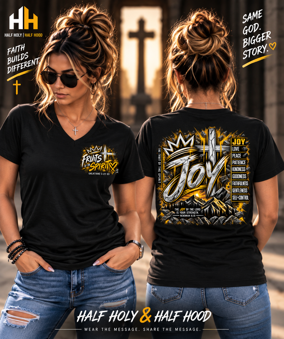 Fruits of the Spirit Collection – Joy Women’s V-Neck Tee