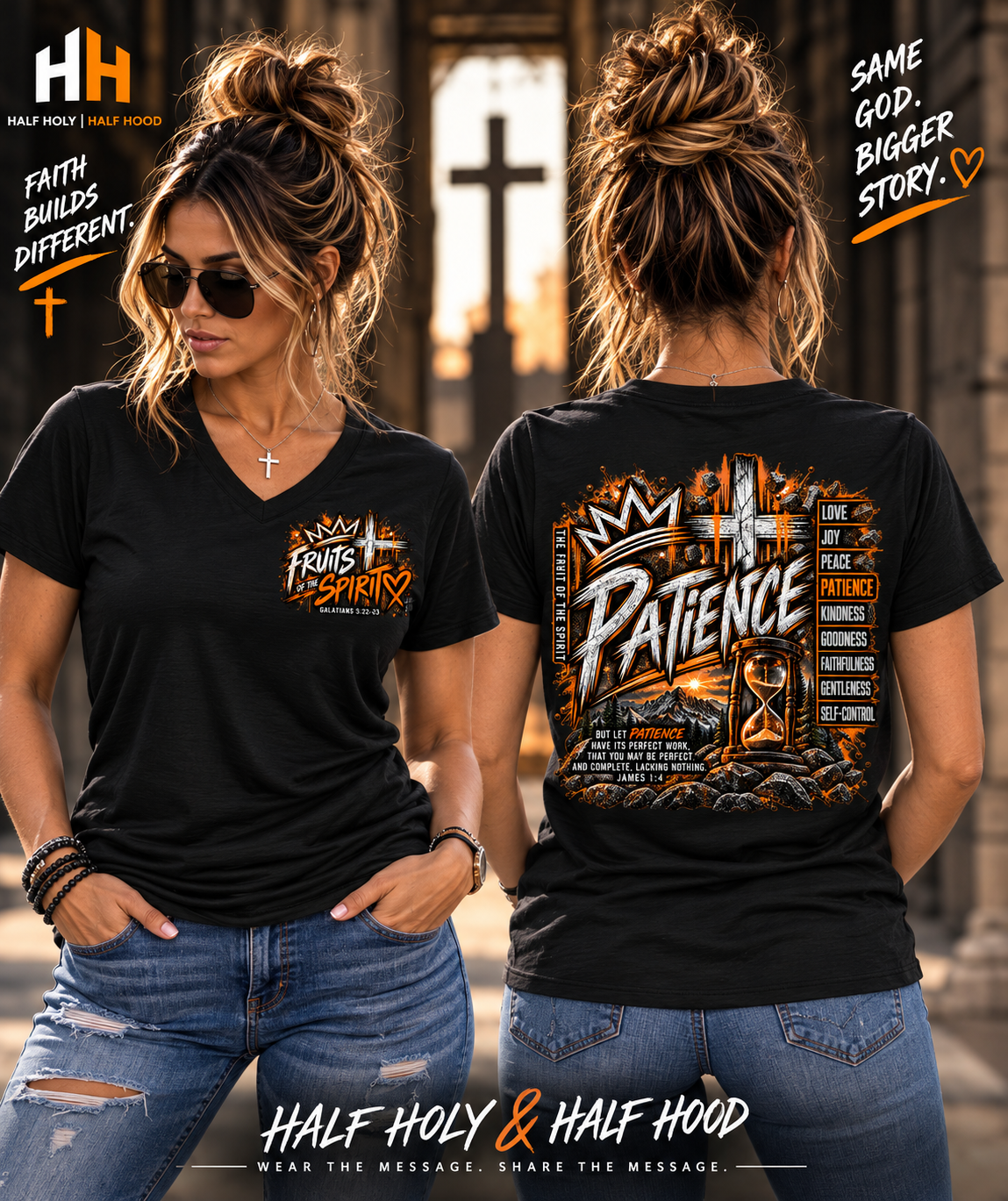 Fruits of the Spirit Collection – Patience Women’s V-Neck Tee