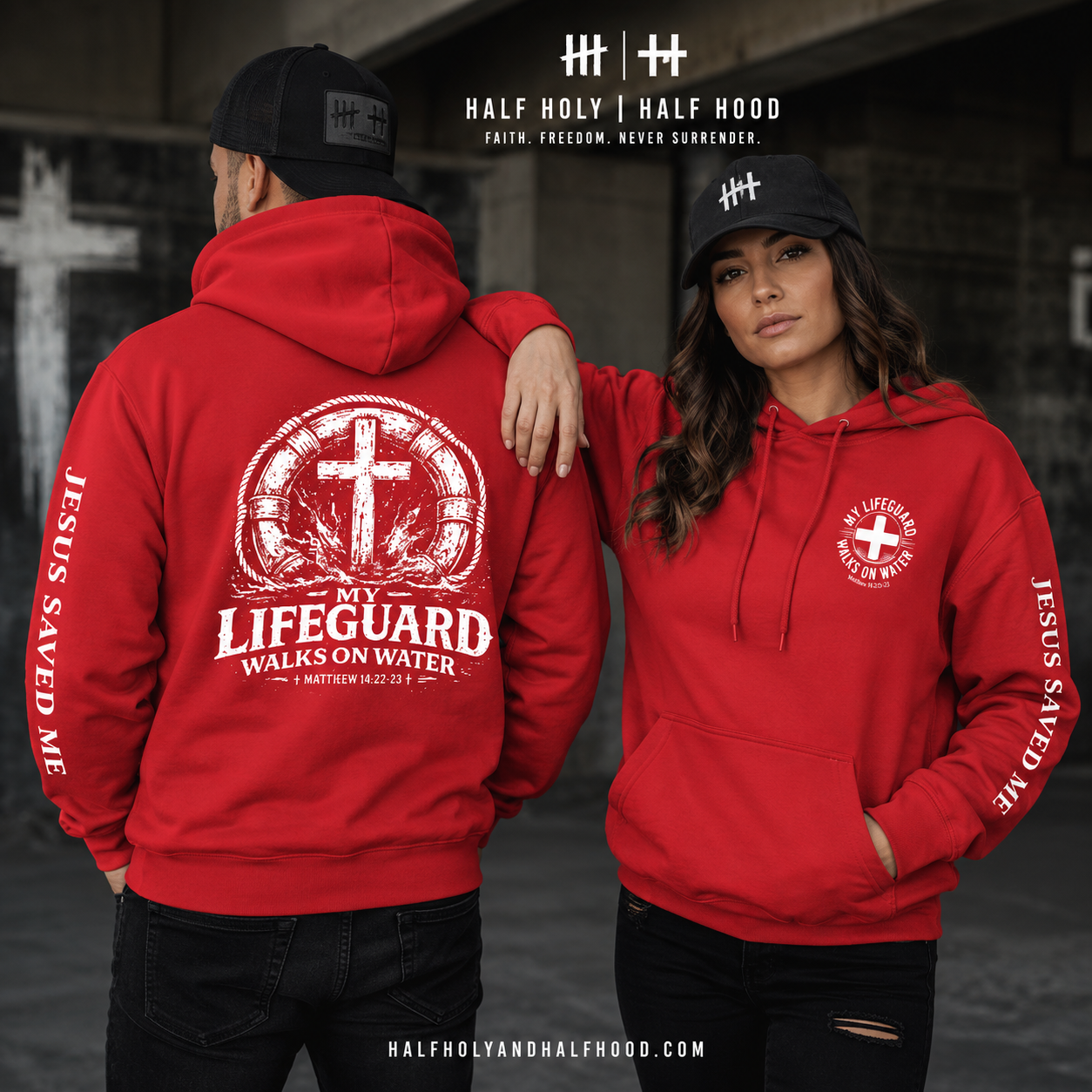 My Lifeguard Walks on Water™ Hoodie - Faith Above the Waves. Hope Beyond the Storm.