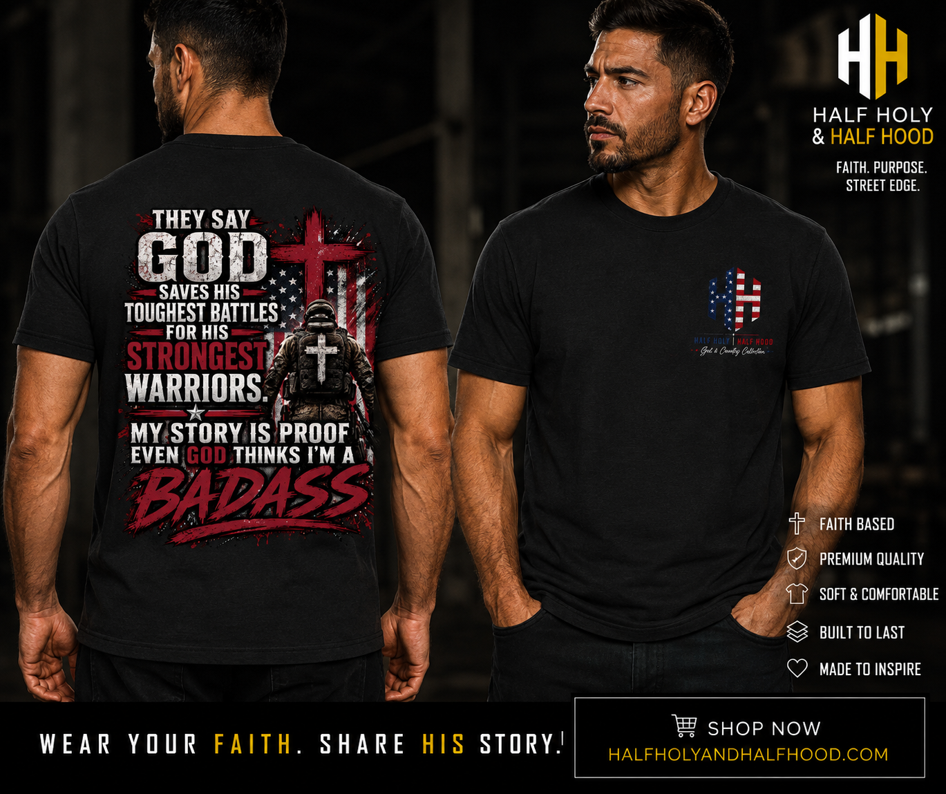 Battle-Tested Faith Tee- Built by battles. Defined by faith. - God & County Edition -