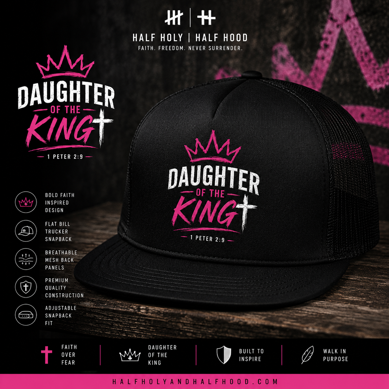 Daughter of the King™ Flat Bill Trucker Hat