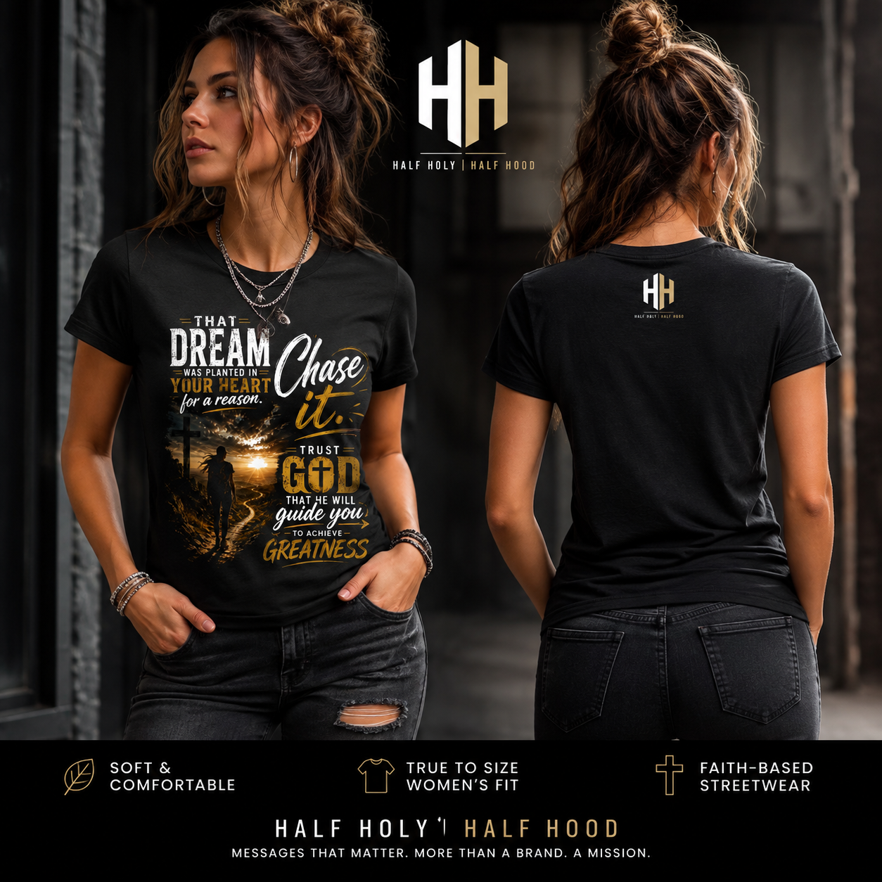Chase the Dream, Trust God Women’s Crew Neck Tee