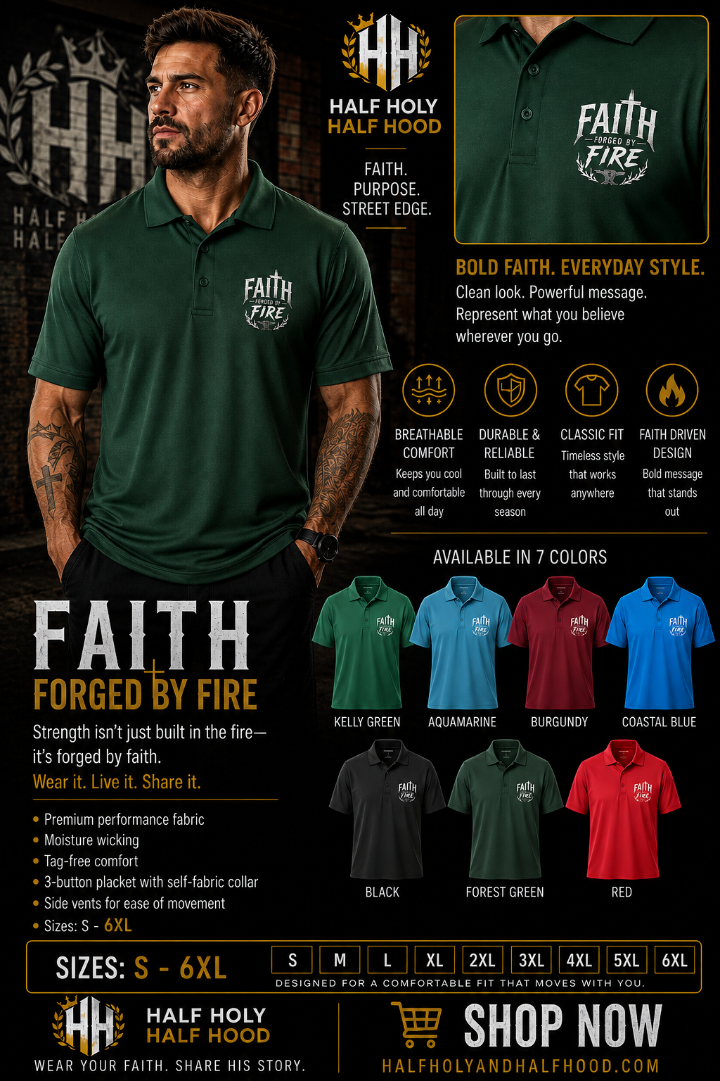Faith Forged by Fire Men’s Performance Polo