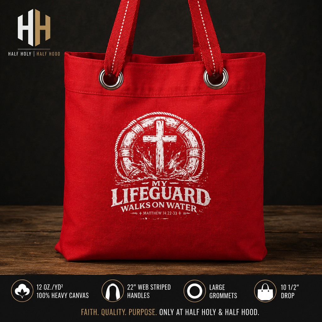 My Lifeguard Walks on Water™ Large Canvas Tote