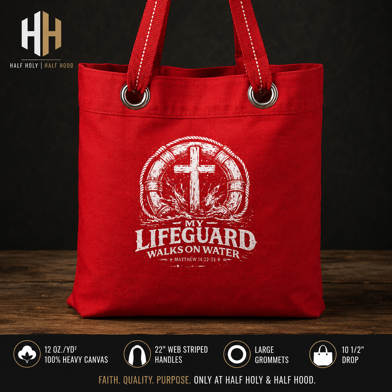 My Lifeguard Walks on Water™ Large Canvas Tote