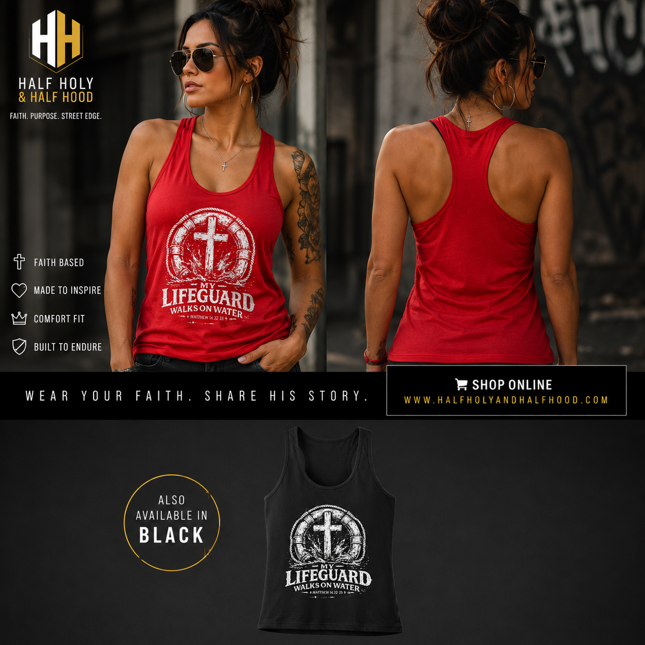 My Lifeguard Walks on Water Women's Racerback Tank