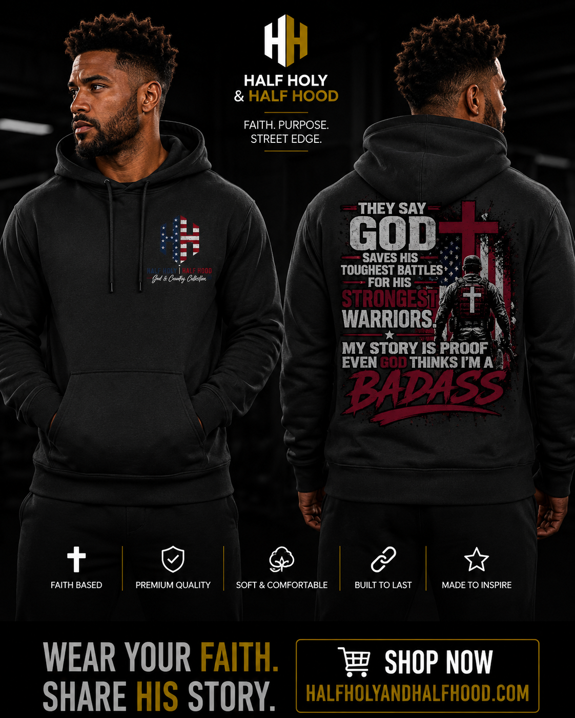 Battle-Tested Faith Hoodie- Built by battles. Defined by faith. - God & County Edition -