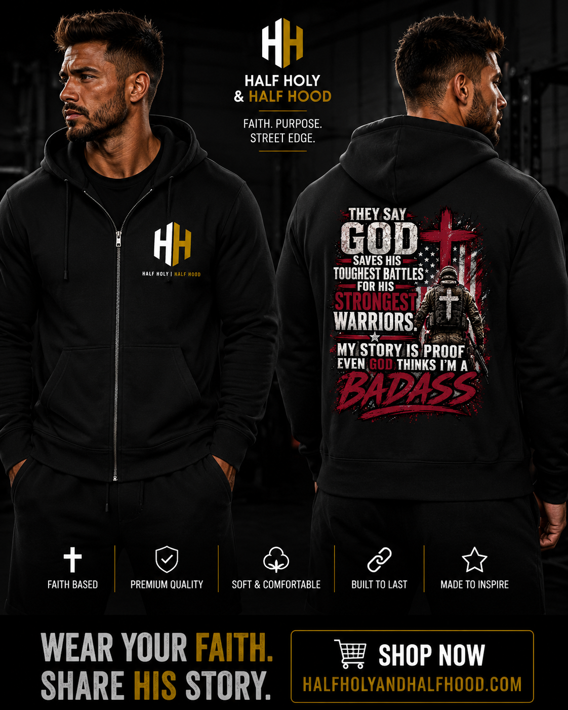 Battle Tested Full-Zip Hoodie- Built by battles. Defined by faith.