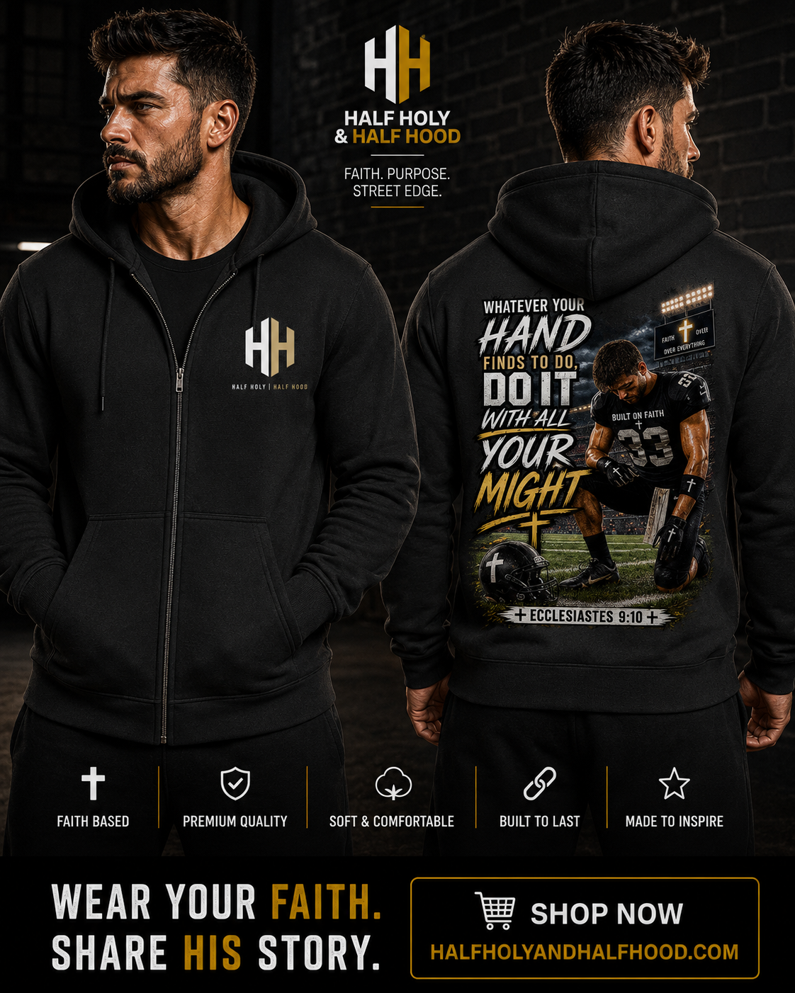 Play with Purpose Football Full-Zip Hoodie