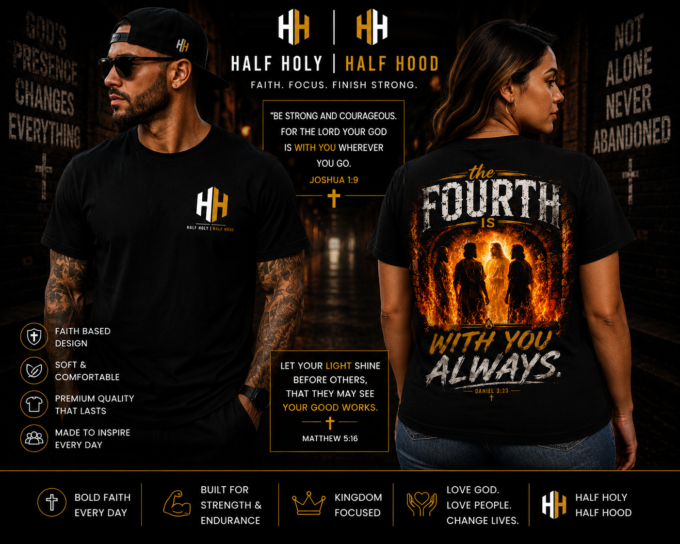 The Fourth Is With You™ Tee - Faith for the fire. Courage for the journey. Never alone