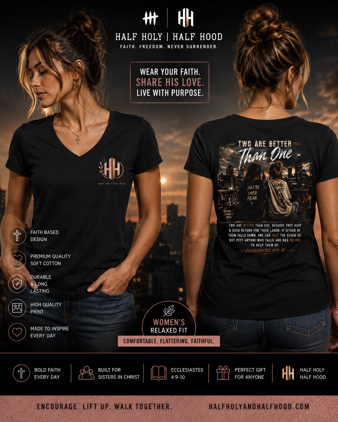 Two Are Better Than One™ Women's V-Neck Tee City Edition