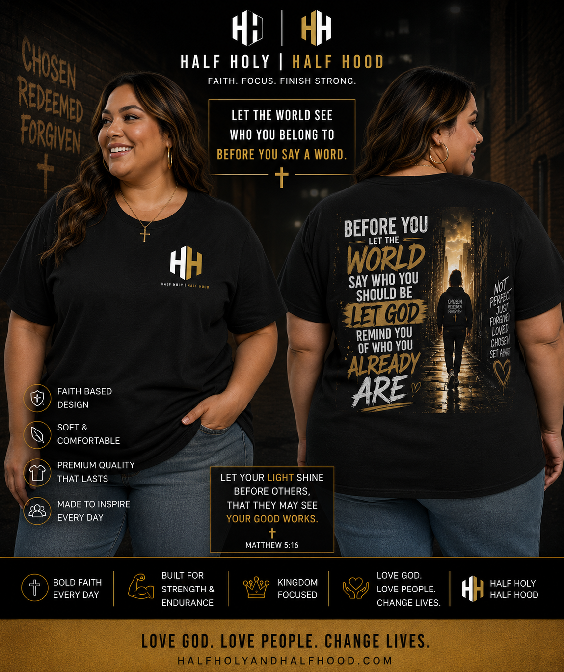 Identity in Christ™ Women's Tee - Chosen. Redeemed. Forgiven. Walk Boldly in Who God Says You Are.