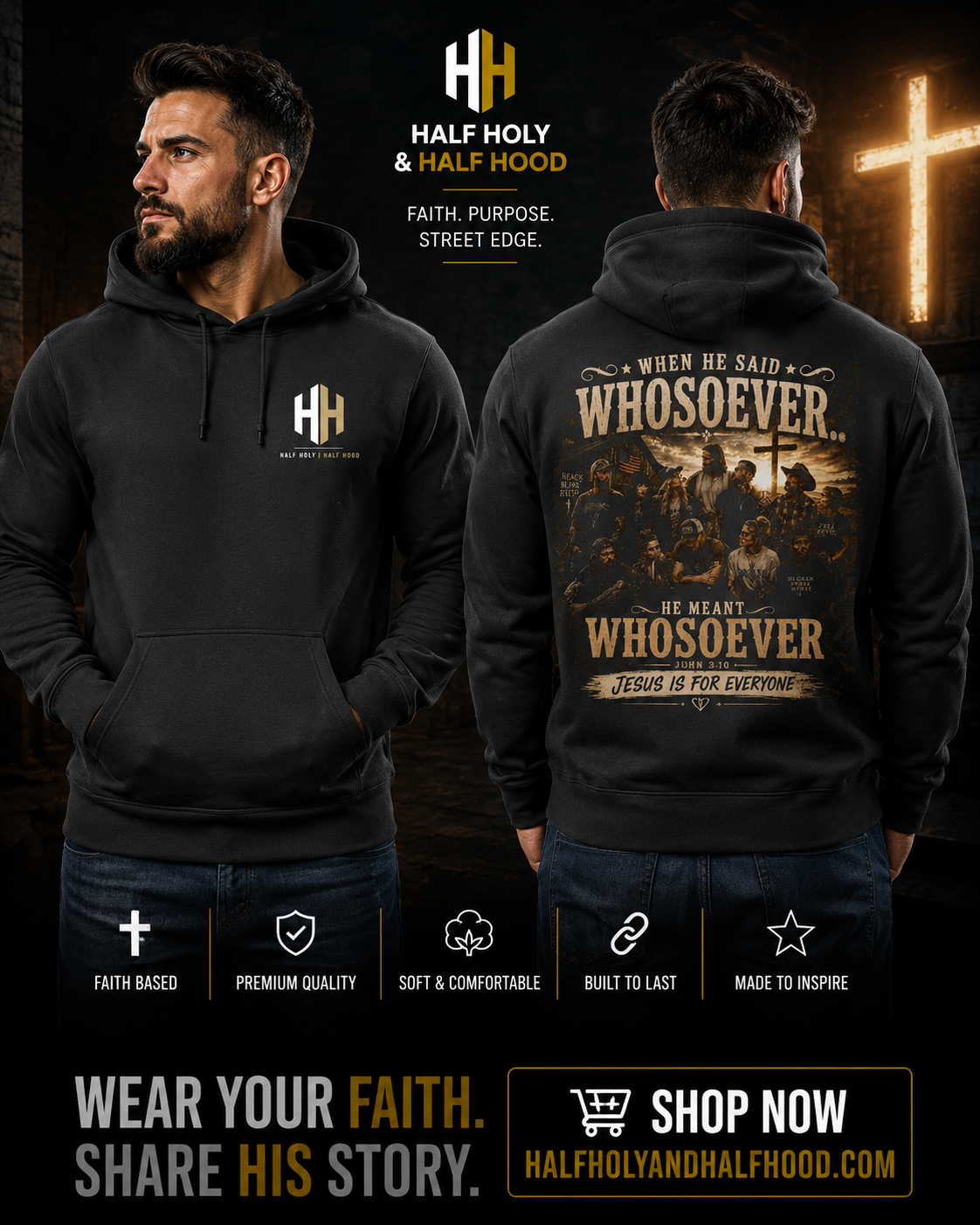 Whosoever Means Whosoever™ Faith Hoodie Country Edition – John 3:16