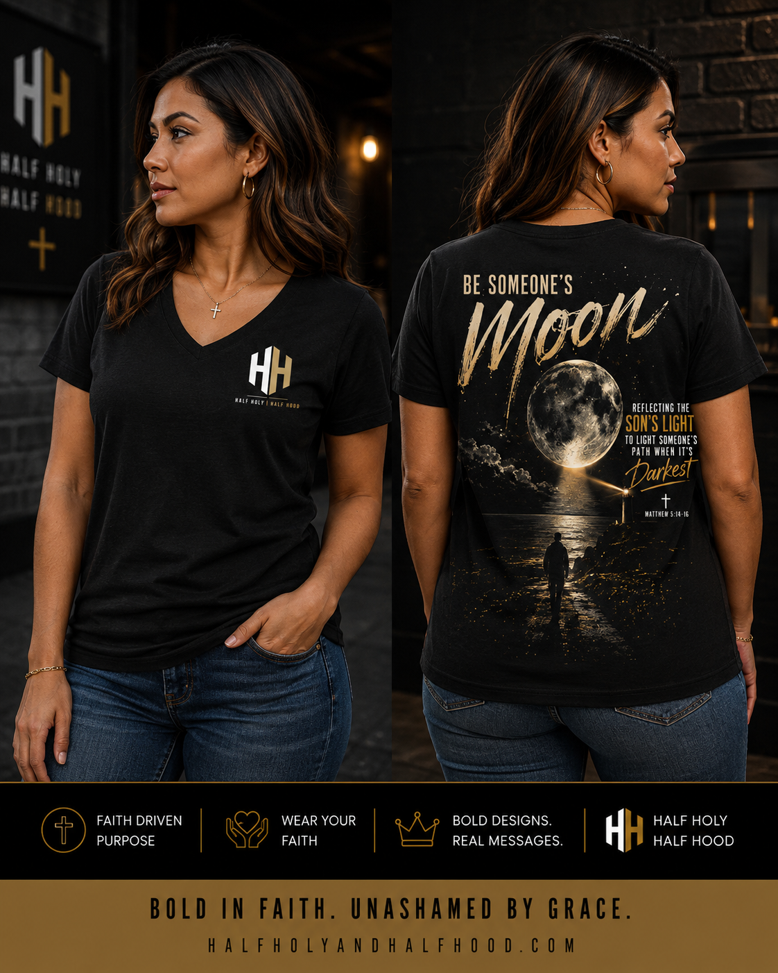 Be Someone's Moon™ Women's V-Neck Tee